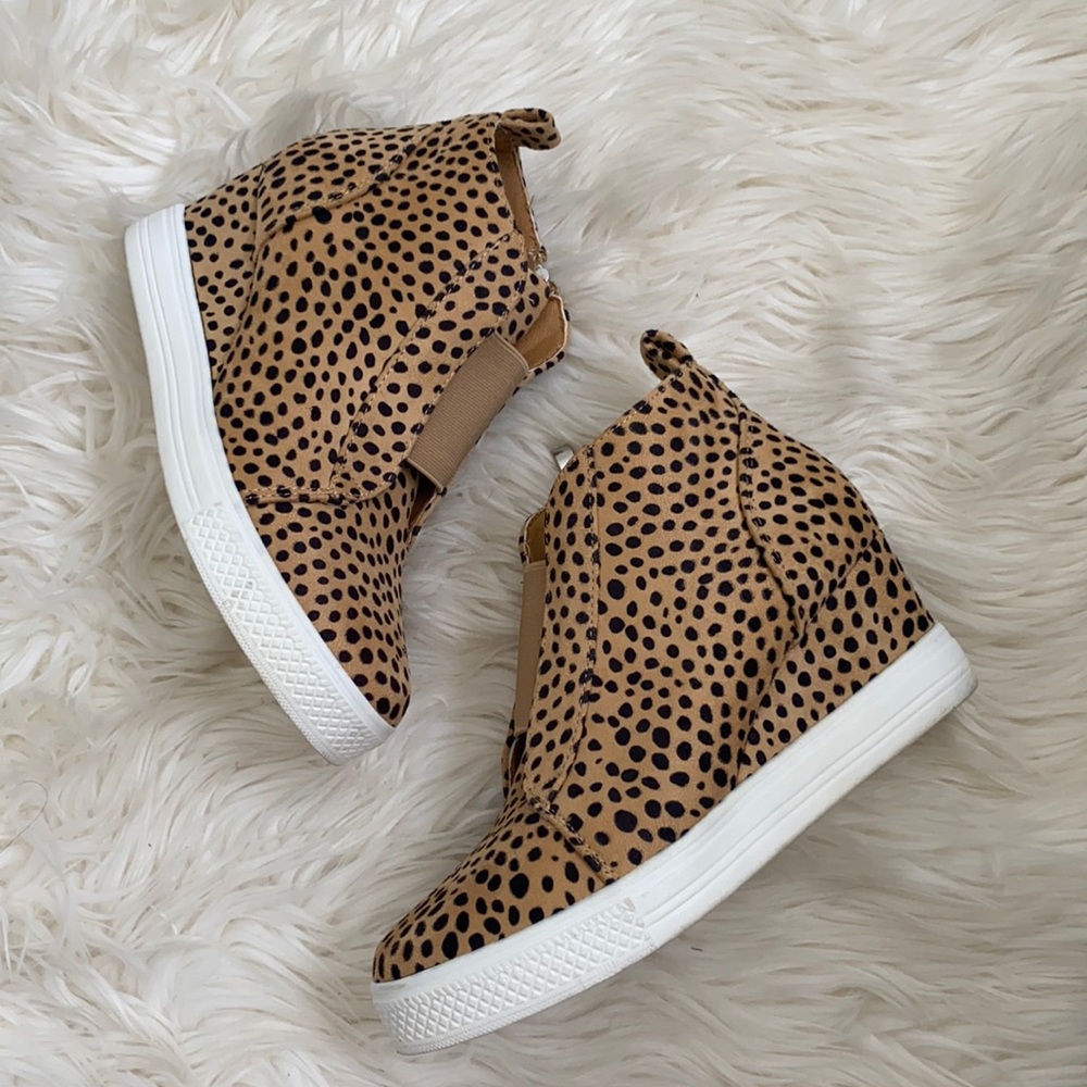 Leopard print wedge sneakers 6